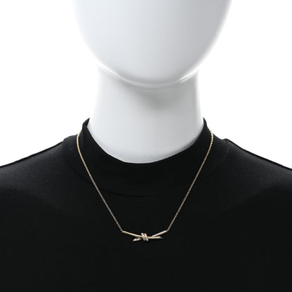 Tiffany 18K Yellow Gold Diamond Knot Necklace 2 of 4
