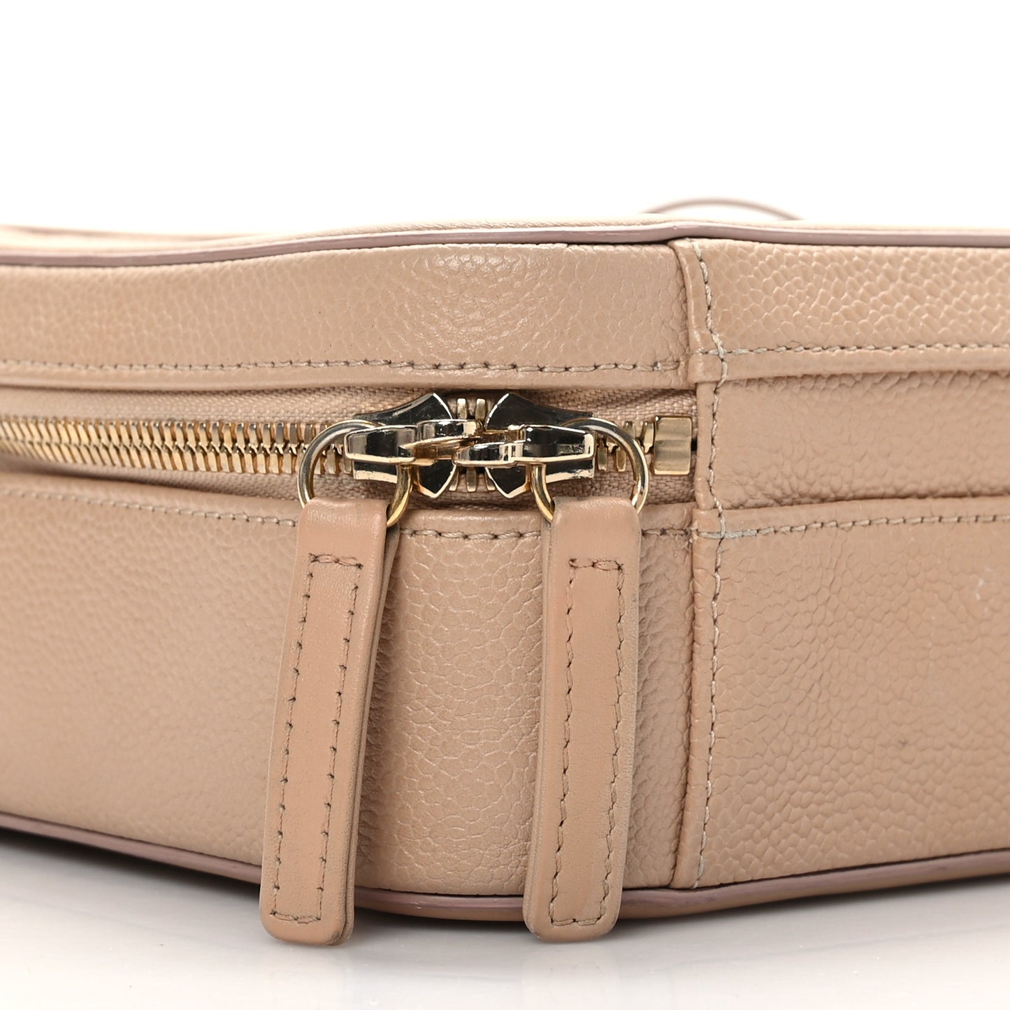 Caviar Quilted Medium CC Filigree Vanity Case Light Beige