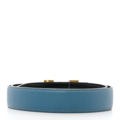 Hermes Box Togo 32mm H Belt 95 Black Blue Jean 4 of 11