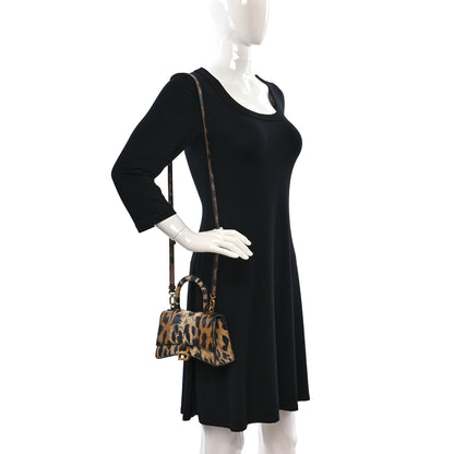Balenciaga Smooth Calfskin Leopard Print Hourglass Top Handle Bag XS Beige 2 of 10