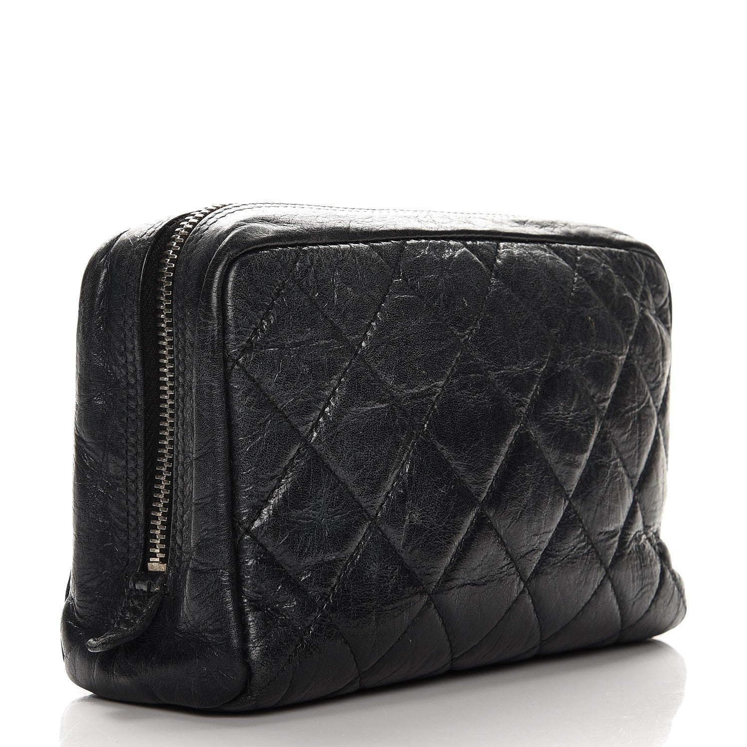 Chanel Aged Calfskin Quilted Cambon Cosmetic Case Black 3 of 10