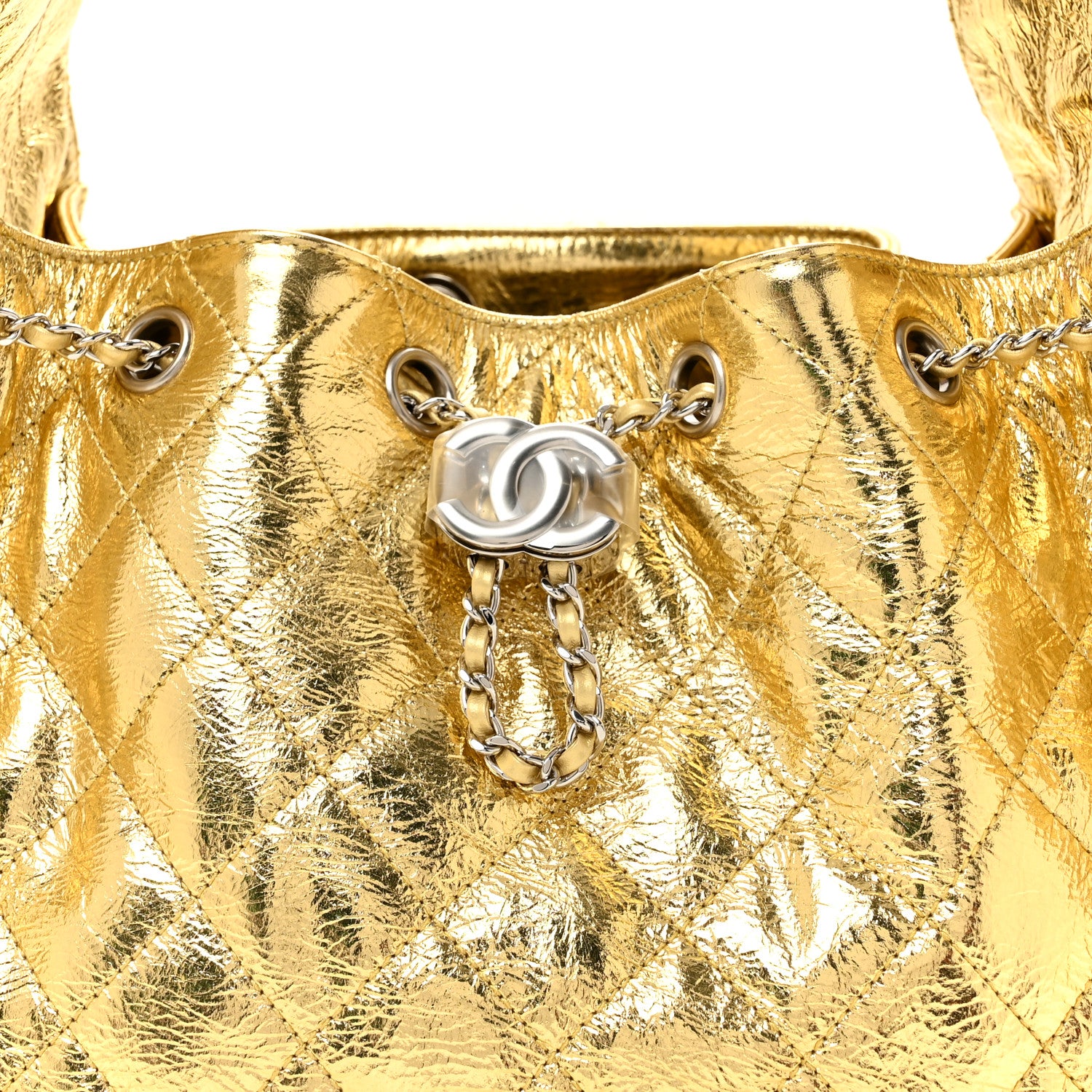 Chanel Metallic Aged Calfskin Quilted Small Chanel 25 Handbag Gold 8 of 15