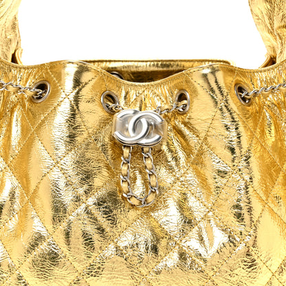 Chanel Metallic Aged Calfskin Quilted Small Chanel 25 Handbag Gold 8 of 15