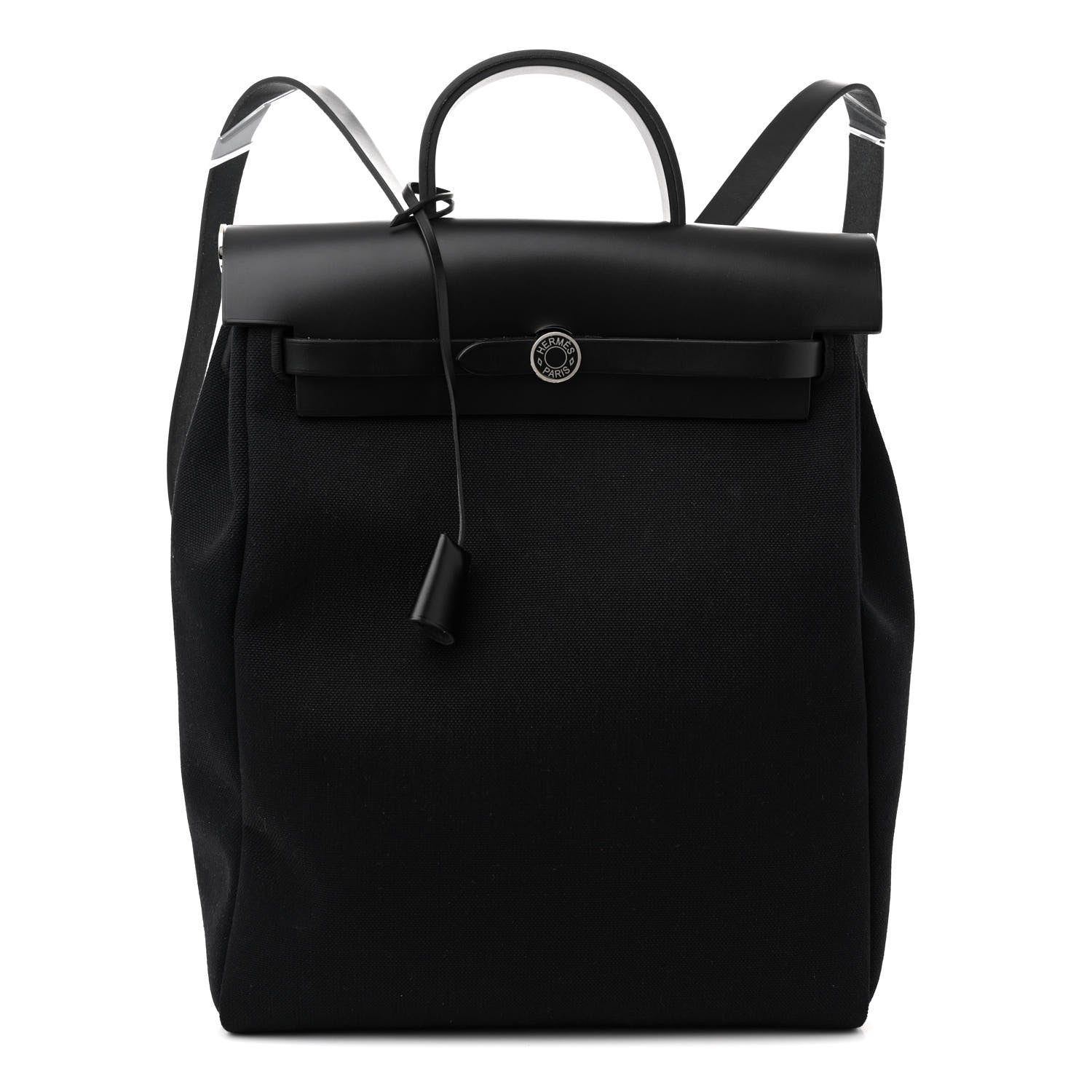 Hermes Military Toile Vache Hunter Herbag a Dos Zip Retourne Backpack Black 1 of 11