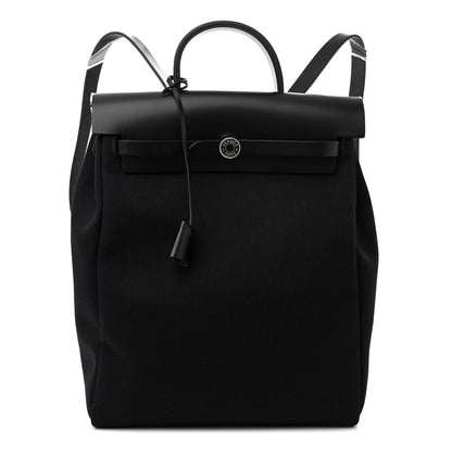 Hermes Military Toile Vache Hunter Herbag a Dos Zip Retourne Backpack Black 1 of 11