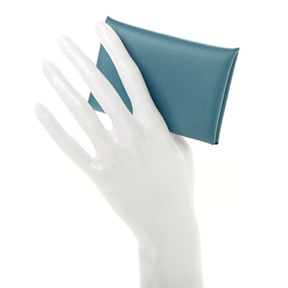 Hermes Epsom Calvi Card Case Blue Jean 2 of 7