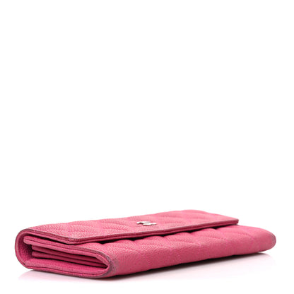 Chanel Caviar Quilted Large Gusset Flap Wallet Pink 4 of 9
