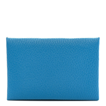 Hermes Chevre Mysore Verso Calvi Card Case Bleu Frida Cuivre 1 of 8