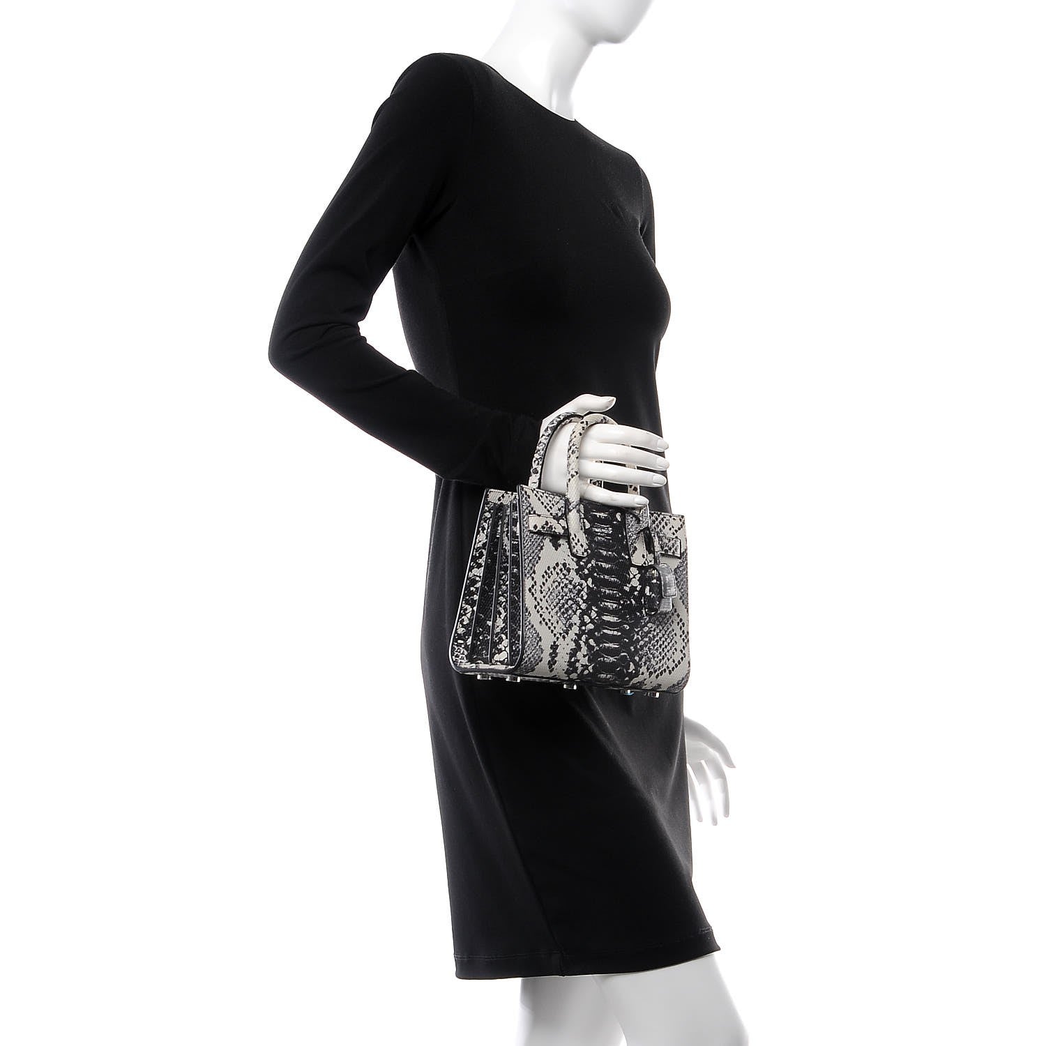 Saint Laurent Python Embossed Nano Sac De Jour Black White 3 of 8
