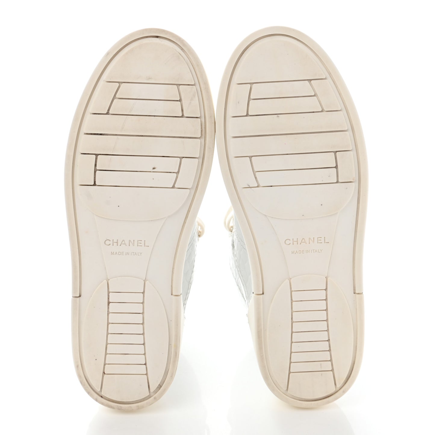 Calfskin Crocodile Embossed Cocodile High Top Sneakers 38 White