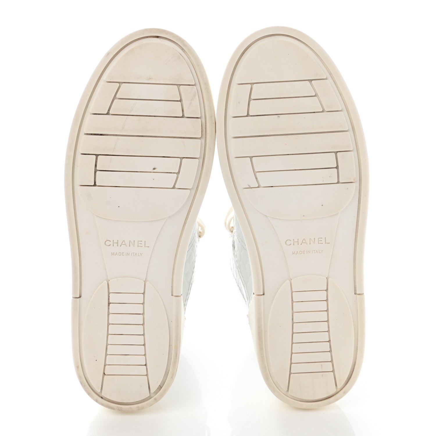 Chanel Calfskin Crocodile Embossed Cocodile High Top Sneakers 38 White 5 of 15