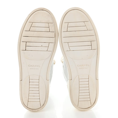 Chanel Calfskin Crocodile Embossed Cocodile High Top Sneakers 38 White 5 of 15