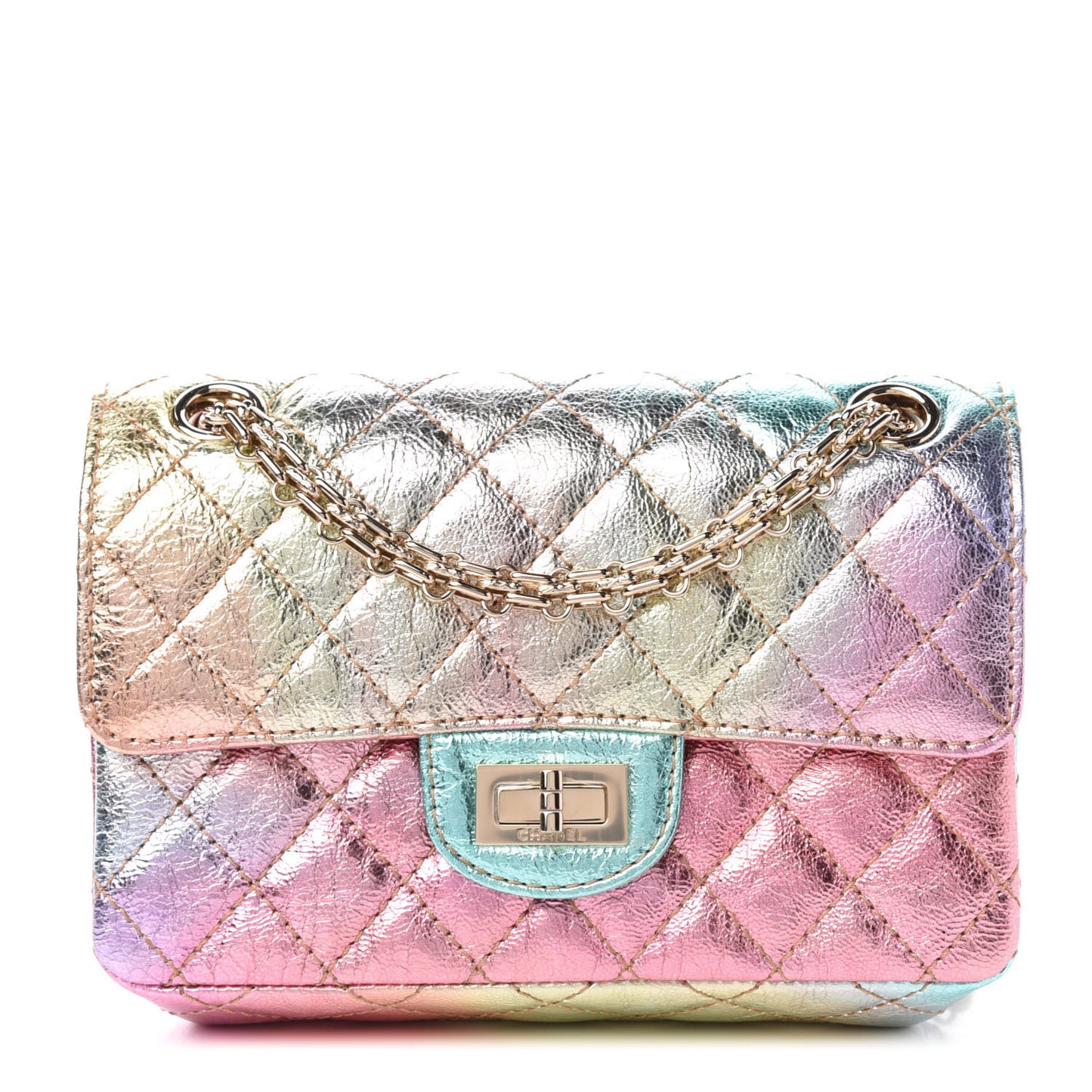 Metallic Goatskin Quilted Mini 2.55 Reissue Flap Multicolor