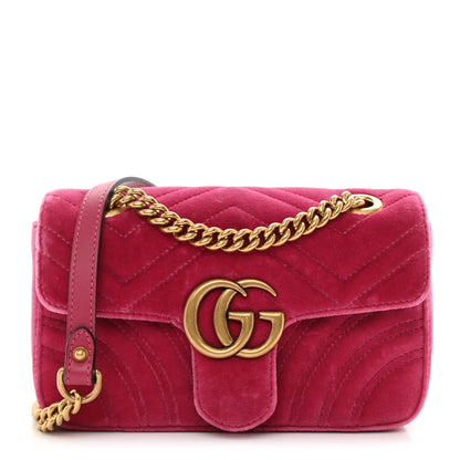 Gucci Velvet Matelasse Mini GG Marmont Shoulder Bag Light Raspberry Rose 1 of 8