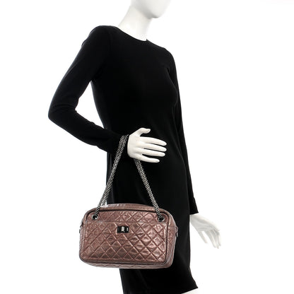 Chanel Metallic Aged Calfskin Quilted Large Reissue Camera Case Pink 2 of 7