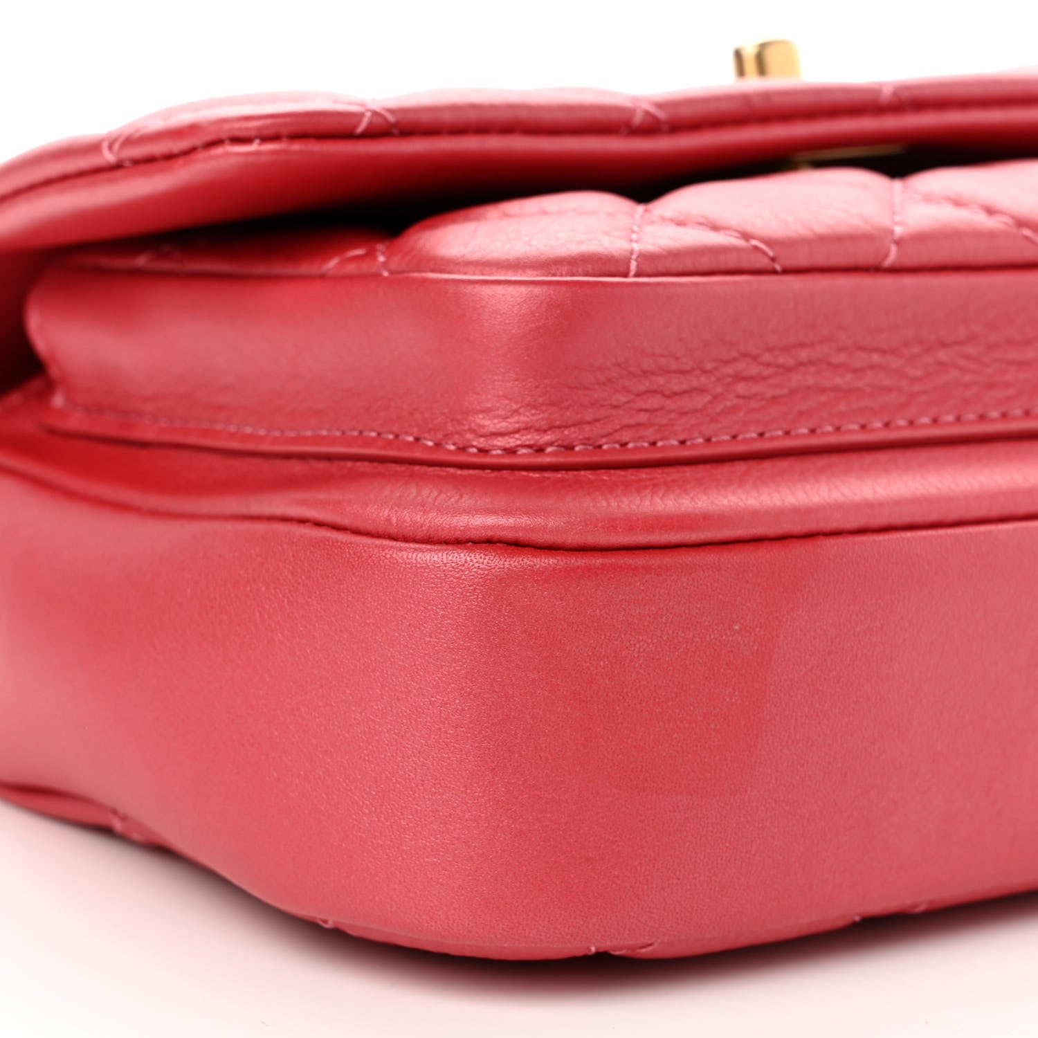 Chanel Metallic Calfskin Quilted Top Handle Flap Dark Pink 9 of 14