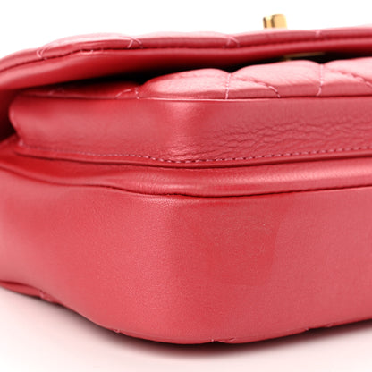 Chanel Metallic Calfskin Quilted Top Handle Flap Dark Pink 9 of 14