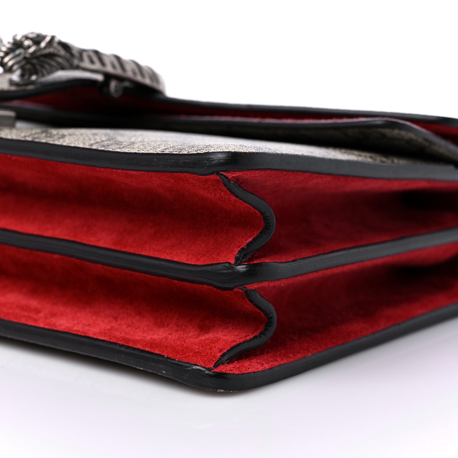 Gucci GG Supreme Monogram Suede Small Dionysus Shoulder Bag Beige Ebony Vulcanic Red 9 of 13