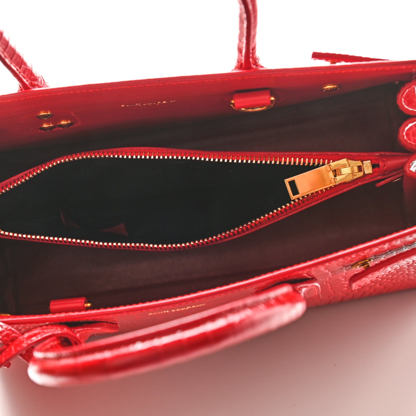 Calfskin Crocodile Embossed Baby Sac De Jour Red