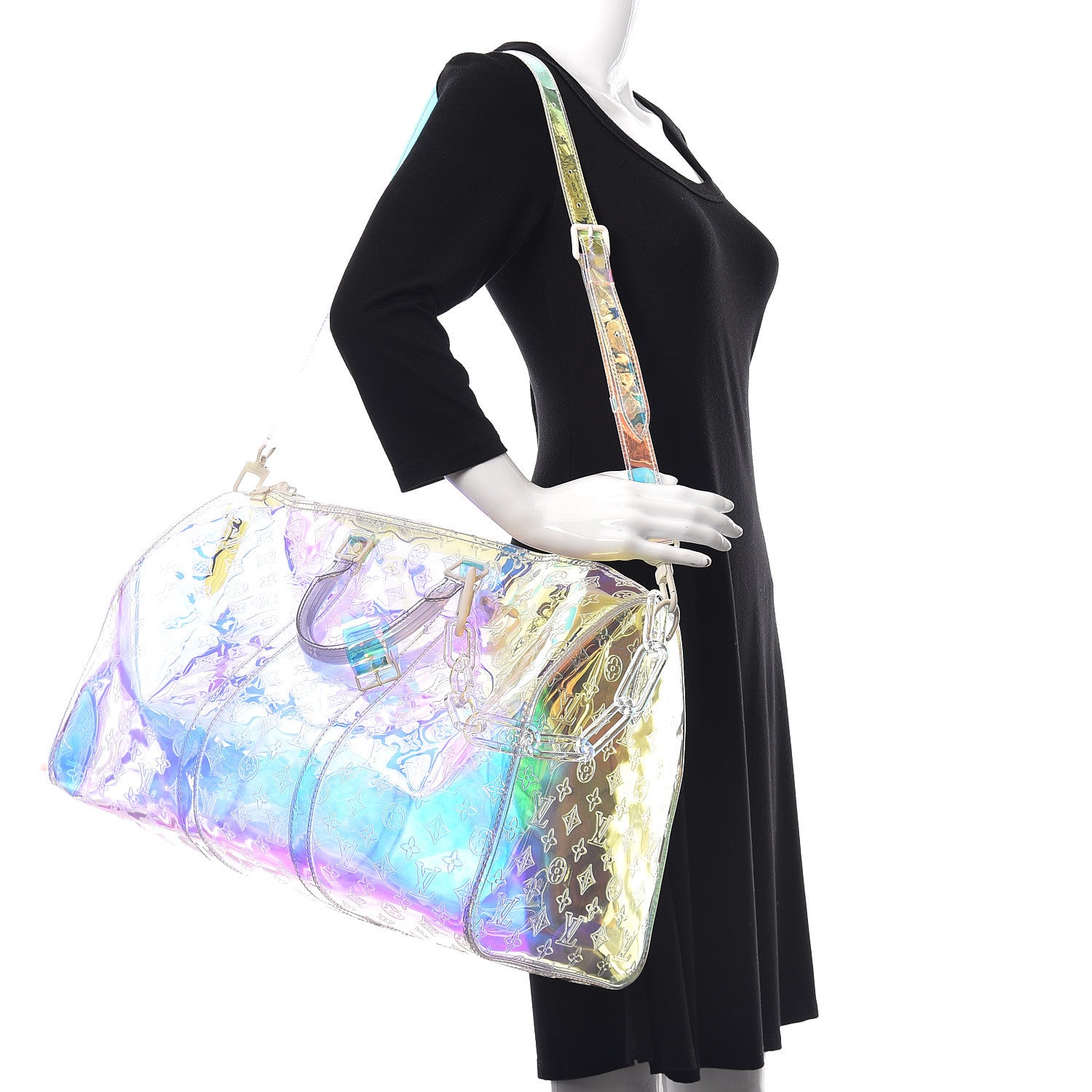 Louis Vuitton PVC Monogram Keepall Bandouliere 50 Iridescent Prism 2 of 8
