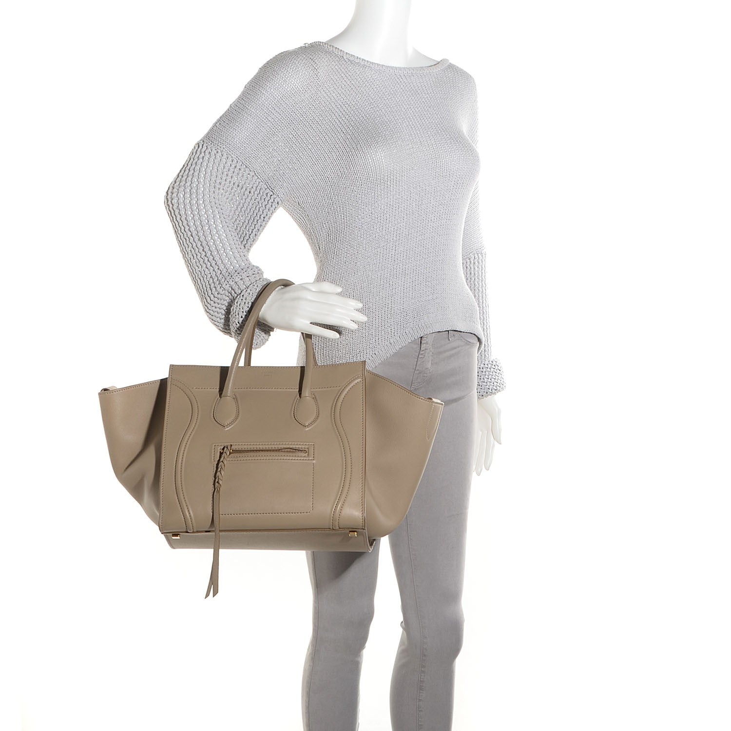 Celine Supple Calfskin Medium Phantom Luggage Beige 2 of 9