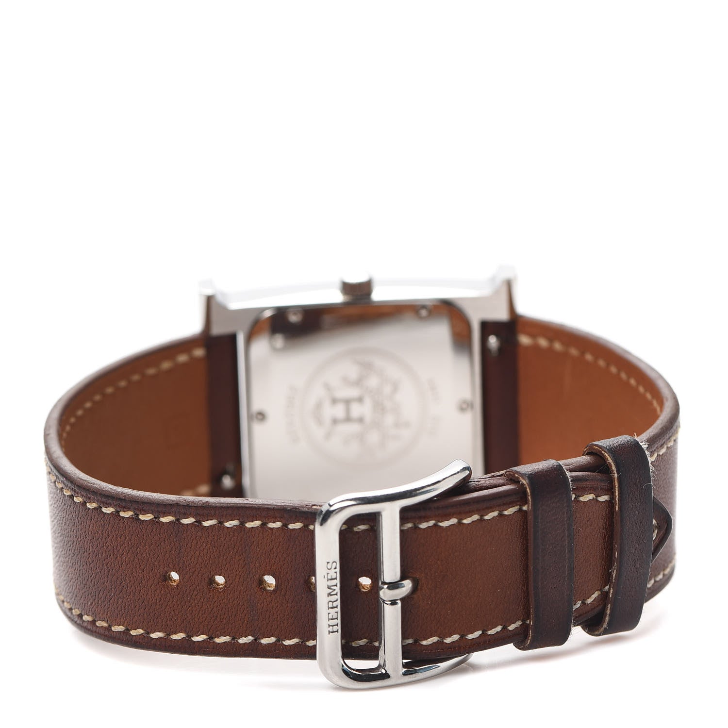 Hermes Stainless Steel Barenia 26mm Heure H Hour Quartz Watch Fauve 3 of 5