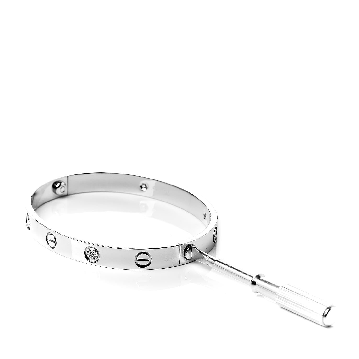 Cartier 18K White Gold 4 Diamond LOVE Bracelet 16 4 of 5
