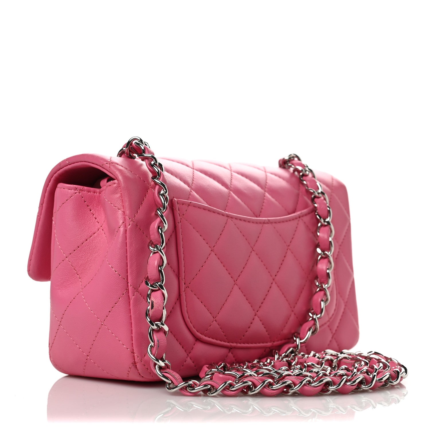Chanel Lambskin Quilted Mini Rectangular Flap Fuchsia 3 of 7