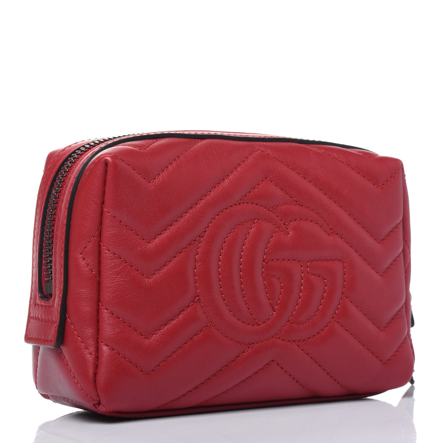 Gucci Calfskin Matelasse GG Marmont Cosmetic Case Hibiscus Red 3 of 12