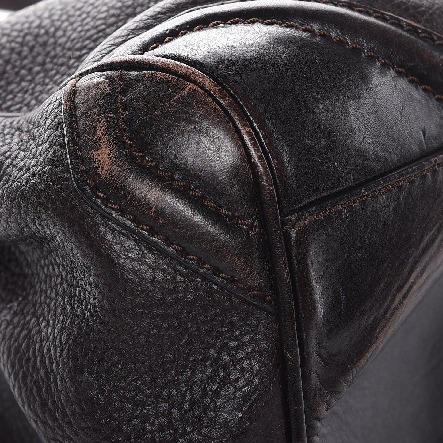 Grainy Calfskin Small Canterbury Tote Dark Chocolate