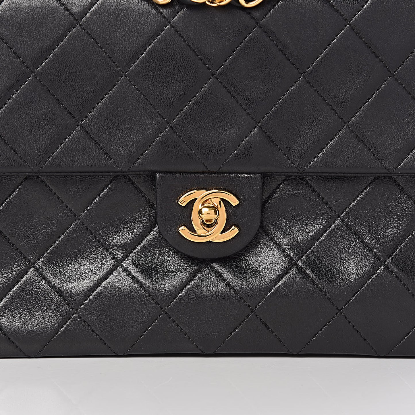 Lambskin Quilted Mini Square Flap Black