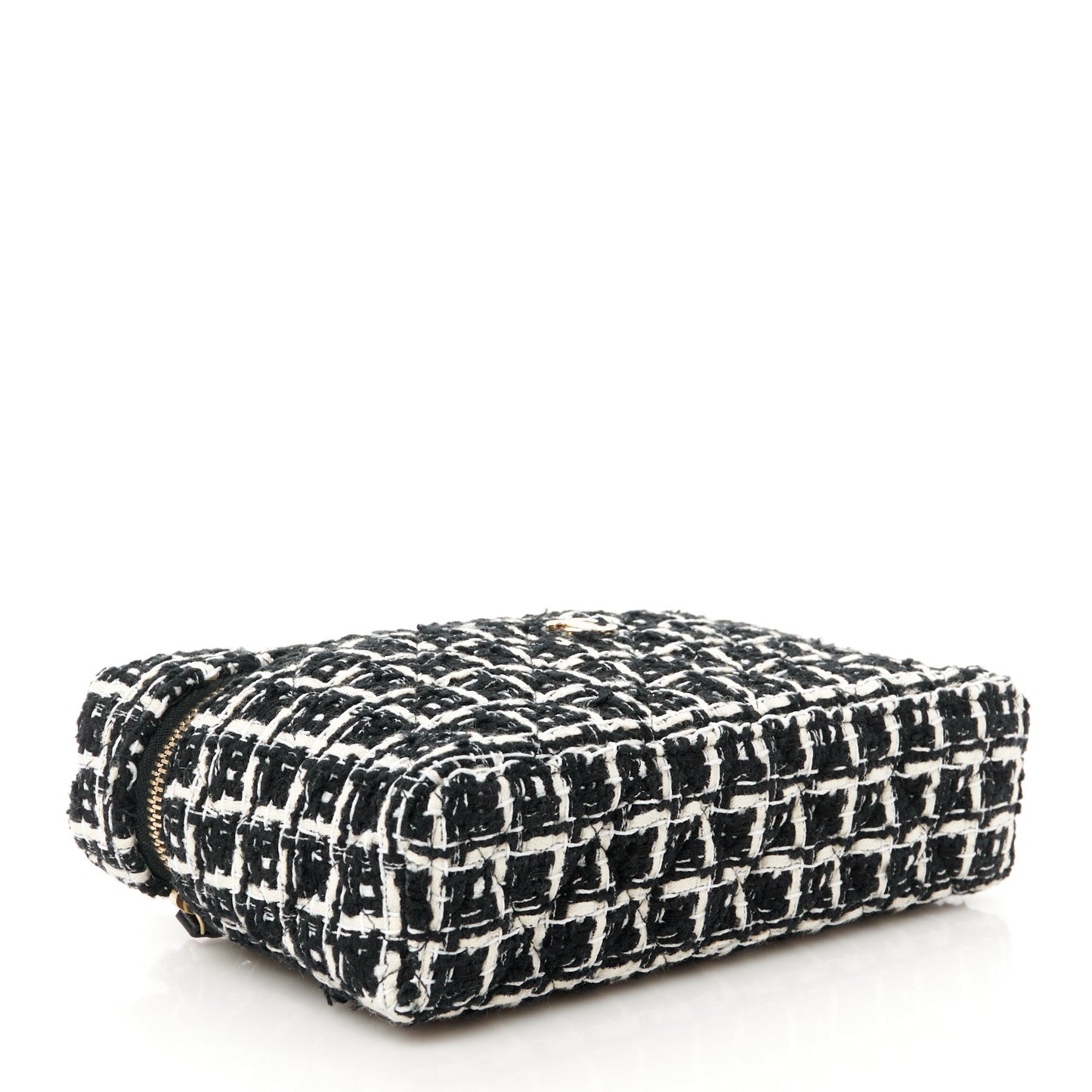 Tweed Quilted Top Handle Slim Long Vanity Black Ecru White