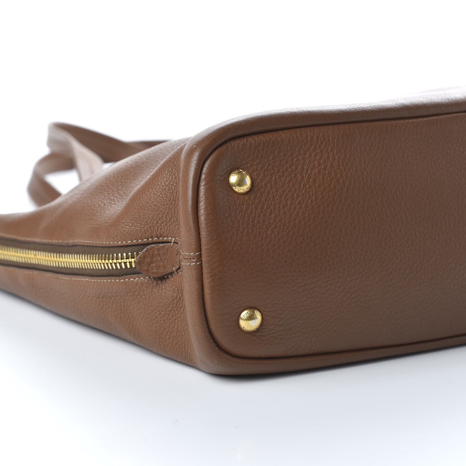 Prada Vitello Daino Side Zip Tote Brandy 6 of 9