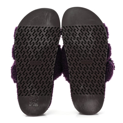 Hermes Woolskin Womens Chypre Sandals 38.5 Violet Fonce 5 of 7