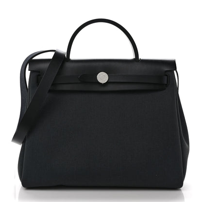 Hermes Military Toile Vache Hunter Herbag Zip PM 31 Black Vert Rousseau 3 of 11