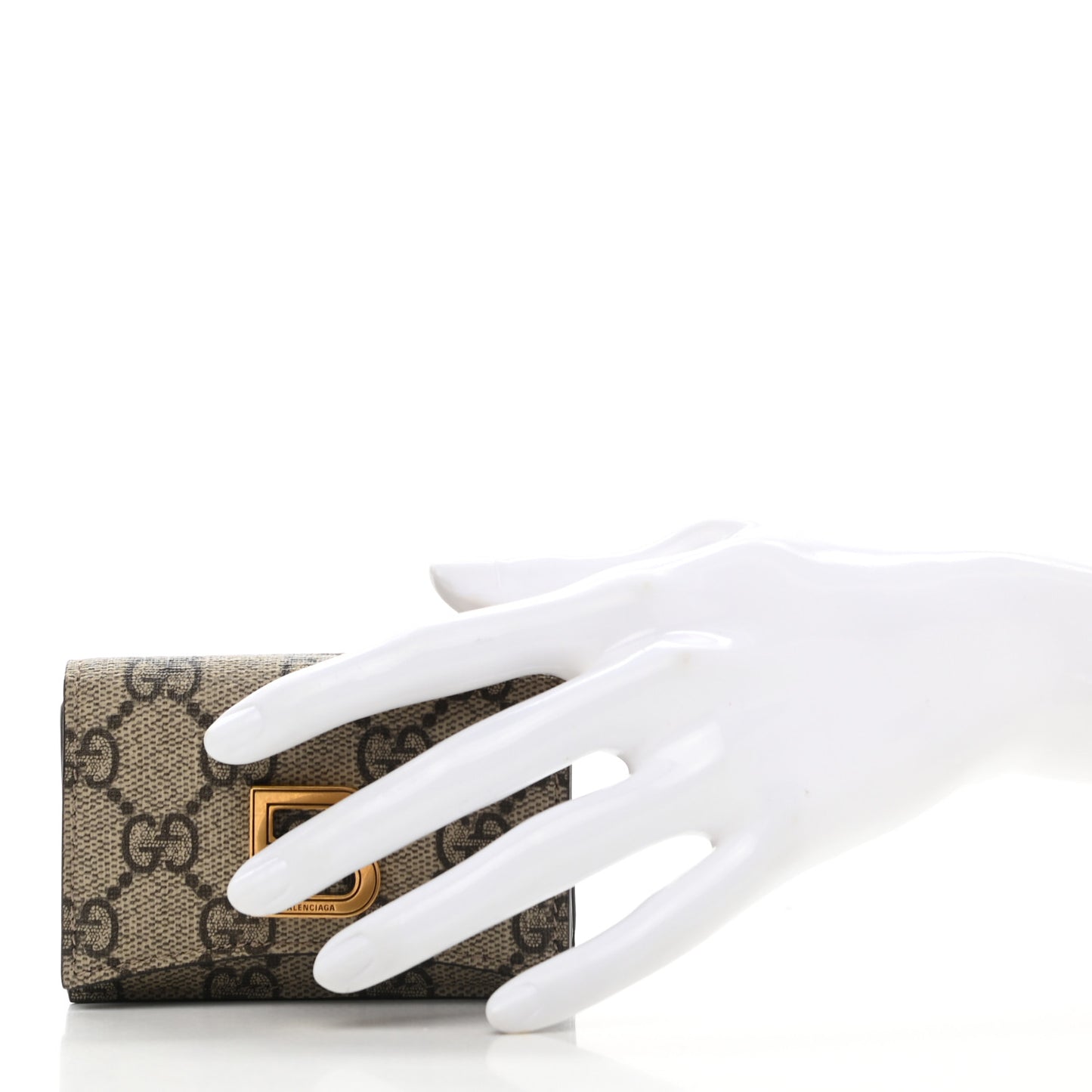 X BALENCIAGA GG Supreme Monogram Card Case Wallet Beige Ebony