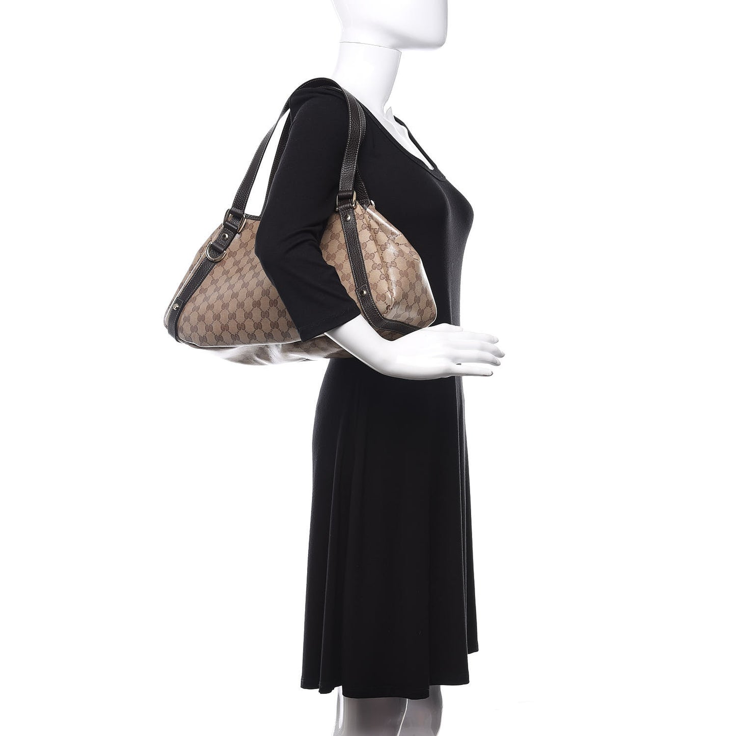 Crystal Monogram Medium Abbey Shoulder Bag Dark Brown