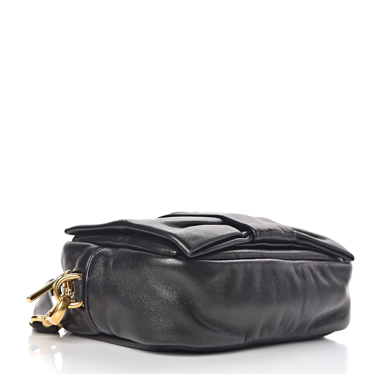 Glace Calfskin Zippers Bow Clutch Black