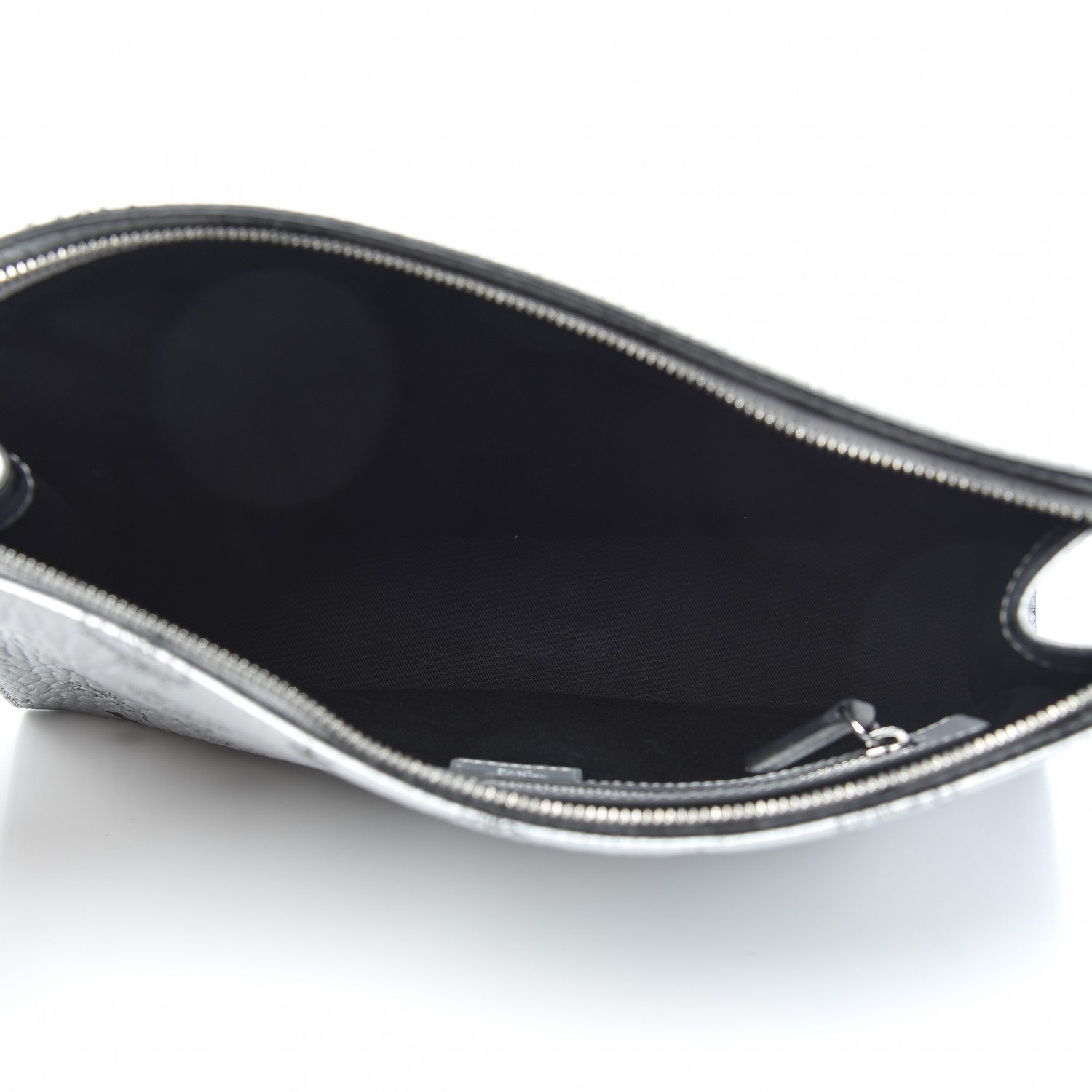 MCM Metallic Visetos Medium Zip Pouch Silver 5 of 8