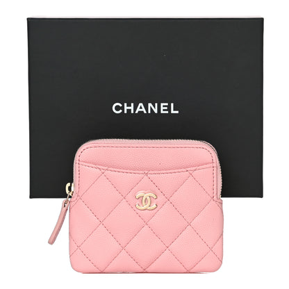 Chanel Caviar Quilted Zip Card Holder Wallet Pink 11 of 11