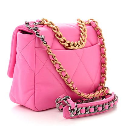 Chanel Lambskin Quilted Medium Chanel 19 Flap Neon Pink 3 of 10