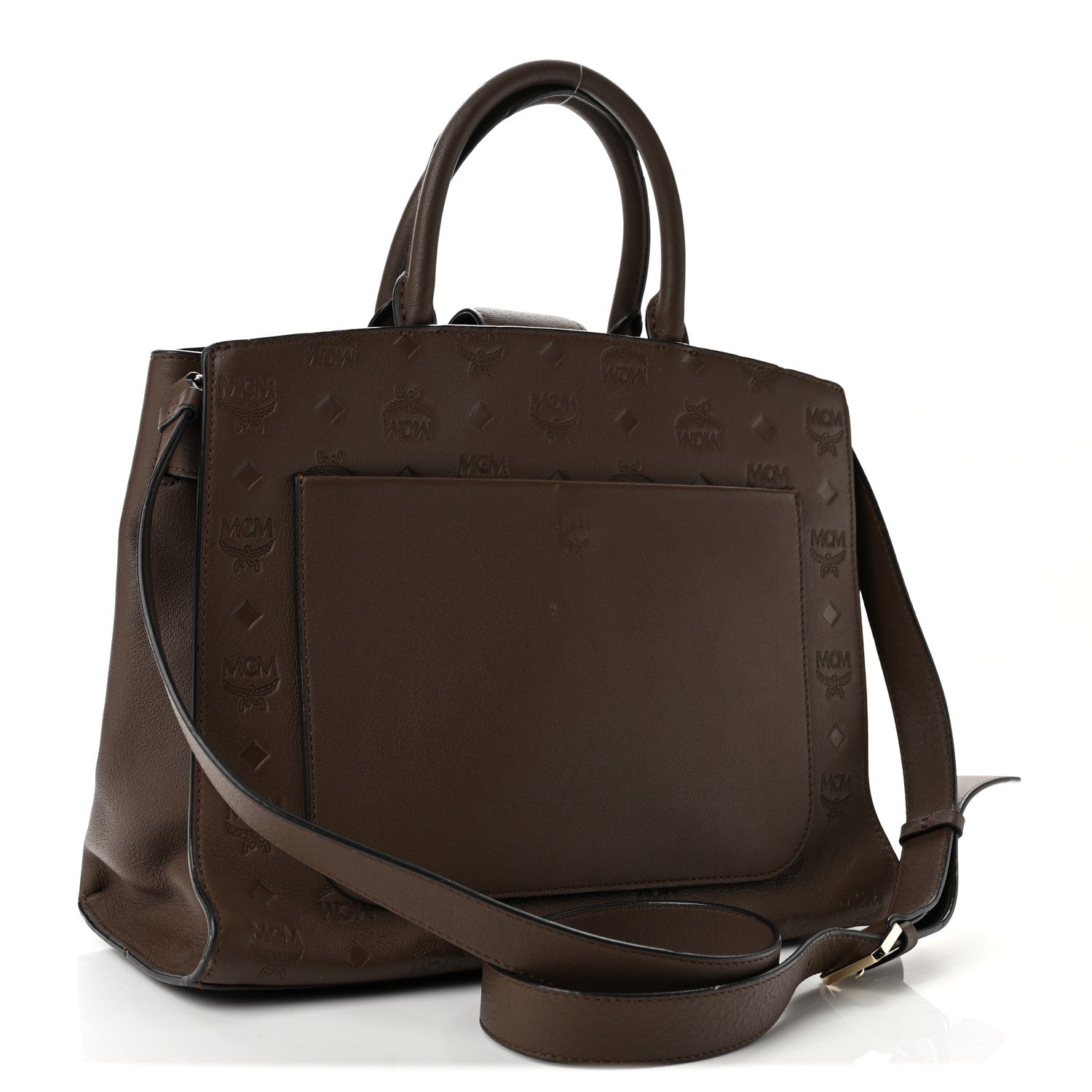 MCM Calfskin Ottomar Monogram Medium Essential Tote Chestnut 3 of 14