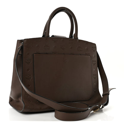 MCM Calfskin Ottomar Monogram Medium Essential Tote Chestnut 3 of 14