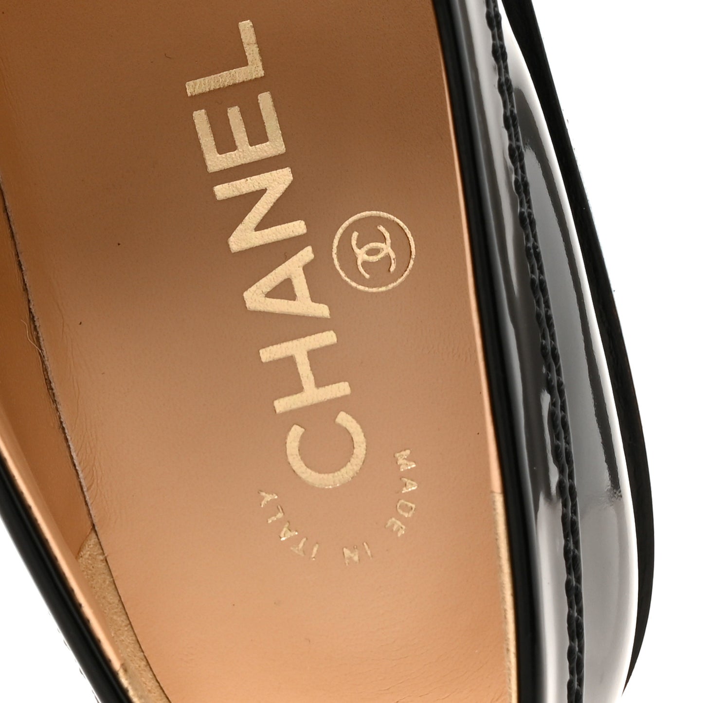 Shiny Calfskin Logo Loafers 38.5 Black