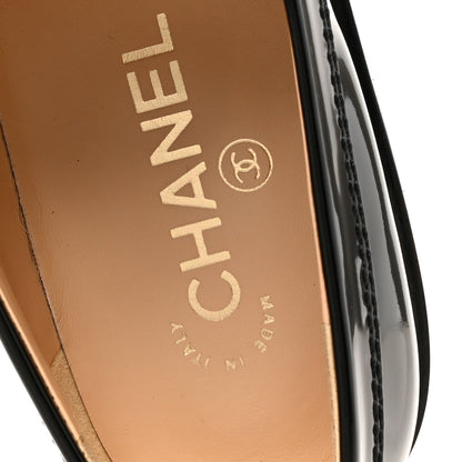 Chanel Shiny Calfskin Logo Loafers 38.5 Black 7 of 10