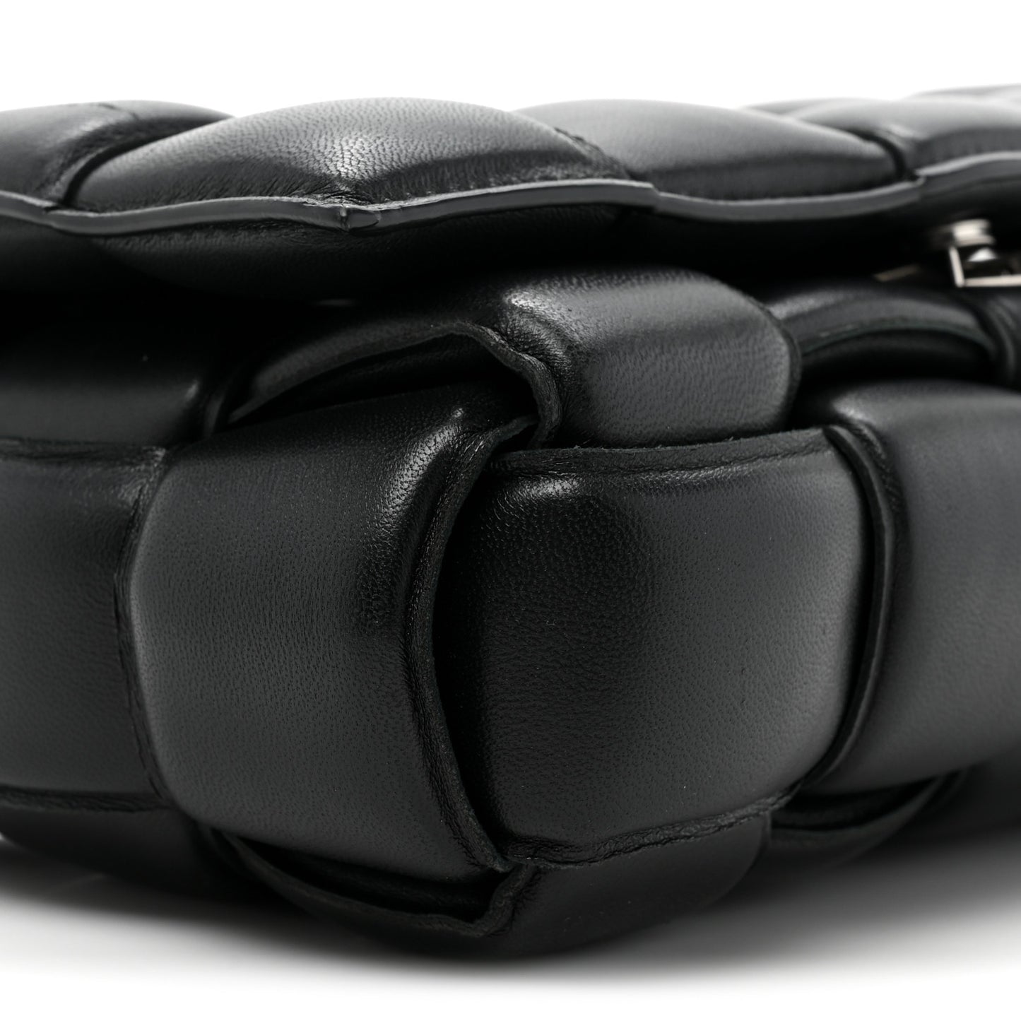 Nappa Maxi Intreccio Padded Cassette Crossbody Bag Black