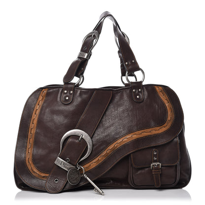 Christian Dior Calfskin Medium Gaucho Double Saddle Bag Brown 1 of 11
