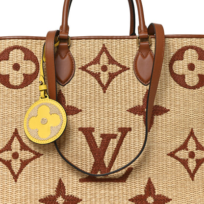Louis Vuitton Raffia Calfskin Monogram Giant Onthego GM Tan 7 of 9