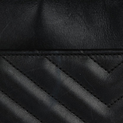 Saint Laurent Smooth Calfskin Matelasse Chevron Large Monogram Satchel Black 6 of 10