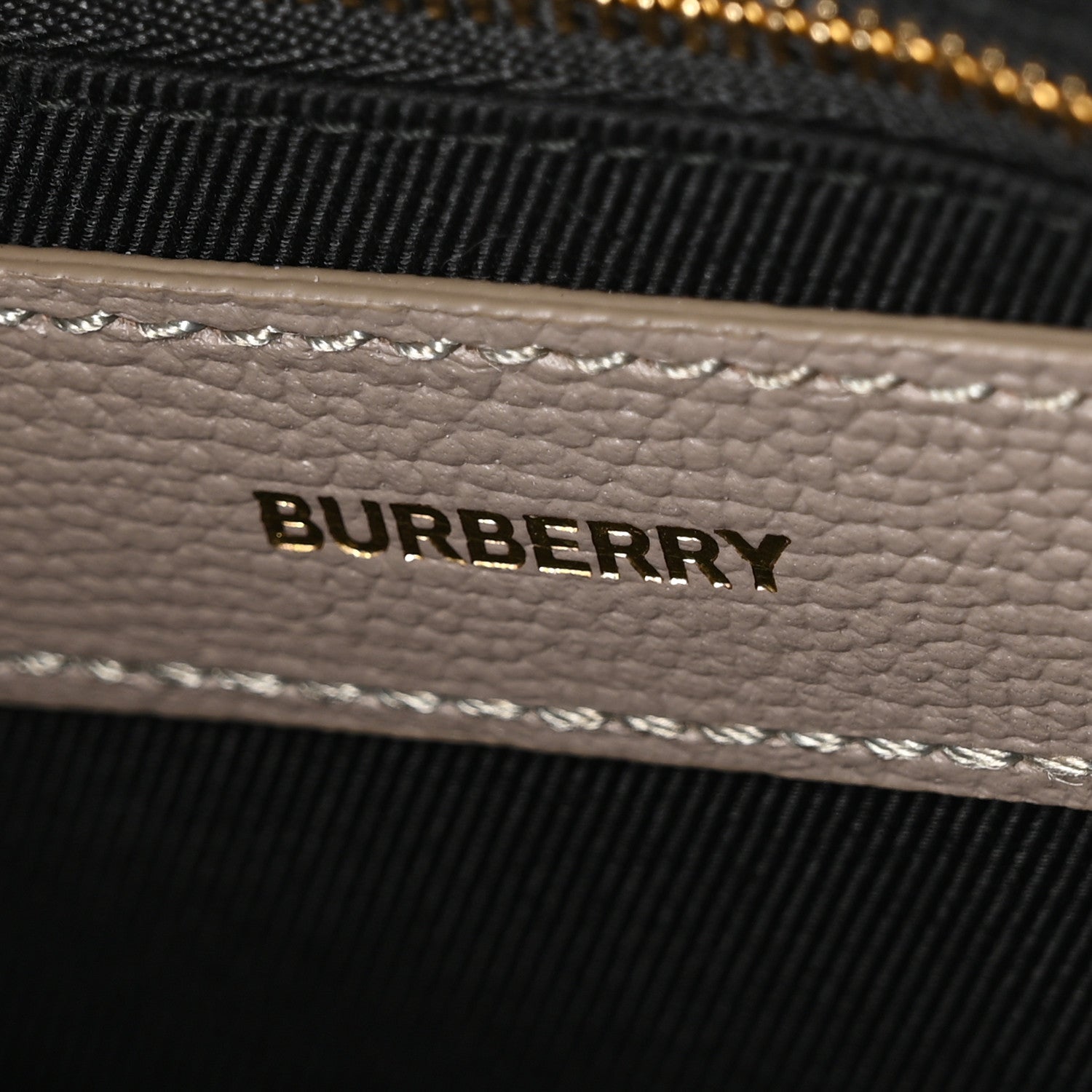 Burberry Grainy Calfskin House Check Small Banner Tote Taupe Brown 6 of 11